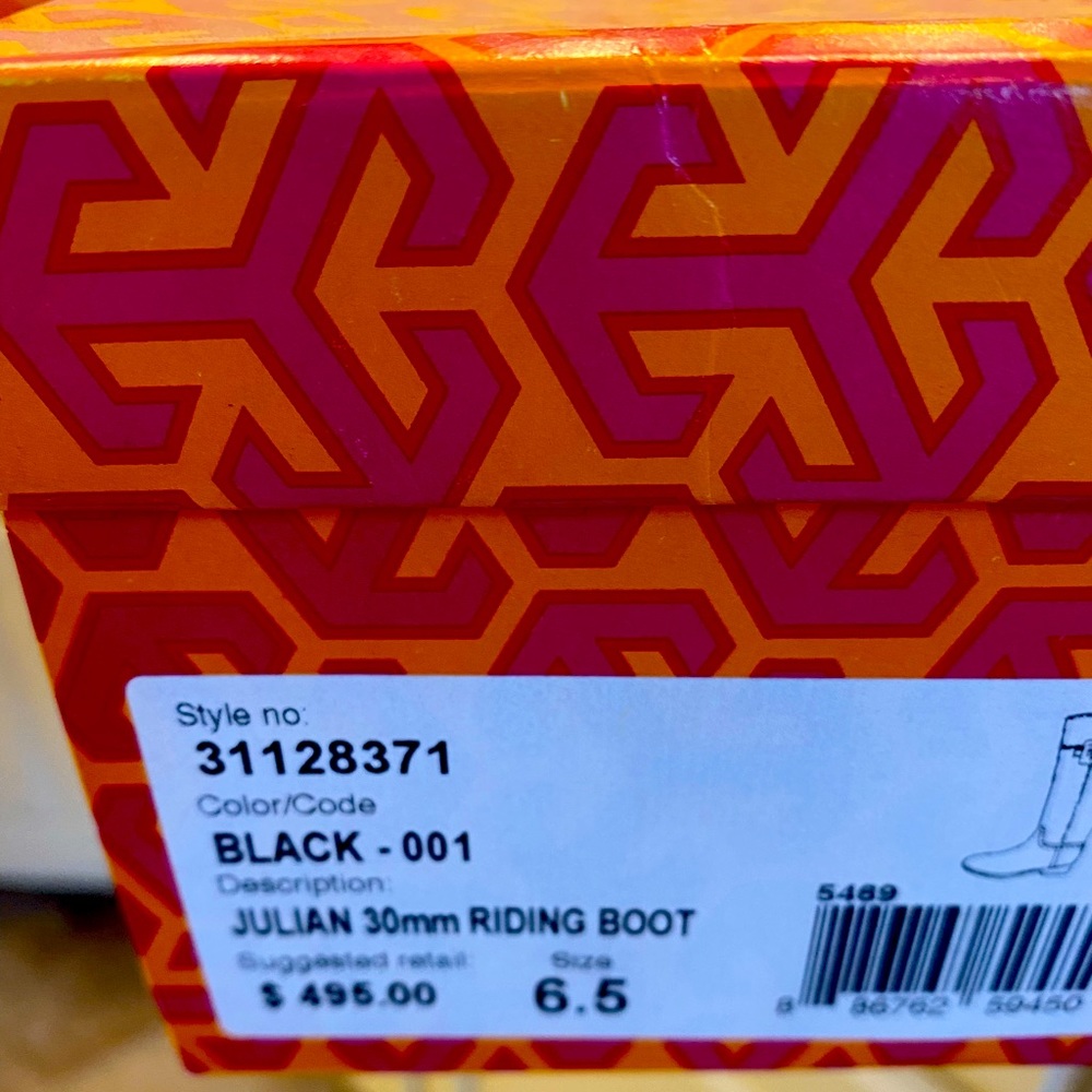 Tory Burch leather black riding boots.